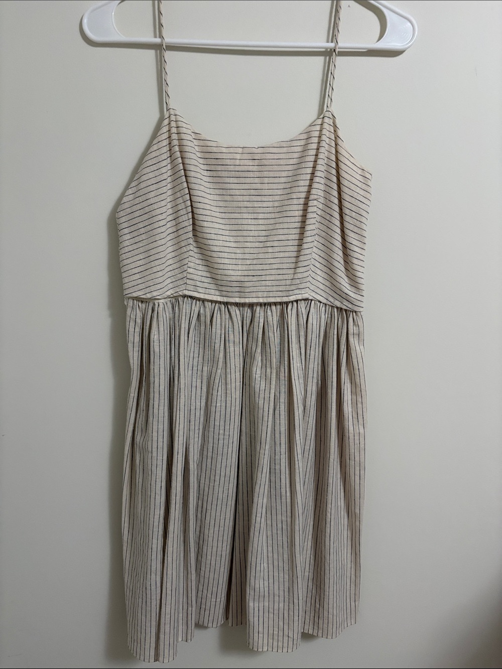 J. Crew Cream and Black Striped Spaghetti Strap Sundress